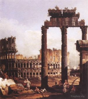 Artist Bernardo Bellotto's Work - Capriccio With The Colosseum