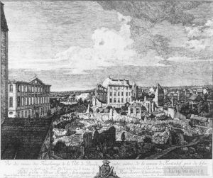 Artist Bernardo Bellotto's Work - Dresden The Ruins Of The Pirnaische Vorstadt etching