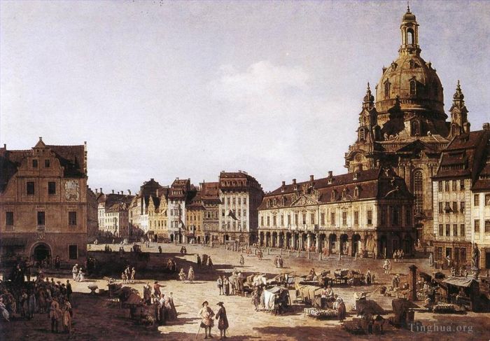 Bernardo Bellotto Oil Painting - New Market Square In Dresden