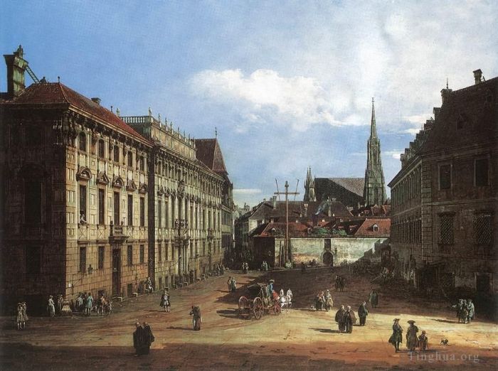 Bernardo Bellotto Oil Painting - Vienna The Lobkowitzplatz