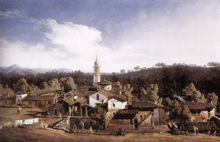Bernardo Bellotto Oil Painting - View Of Gazzada Near Varese