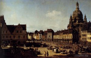 Artist Bernardo Bellotto's Work - View Of The New Market In Dresden