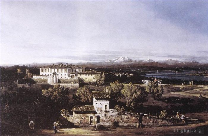 Bernardo Bellotto Oil Painting - View Of The Villa Cagnola At Gazzada Near Varese