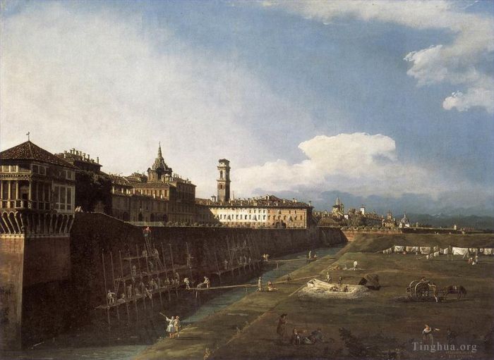 Bernardo Bellotto Oil Painting - View Of Turin Near The Royal Palace