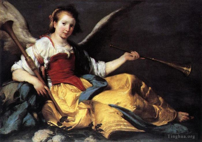 Bernardo Strozzi Oil Painting - A Personification Of Fame