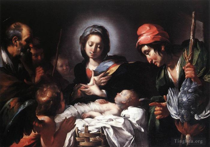 Bernardo Strozzi Oil Painting - Adoration Of The Shepherds