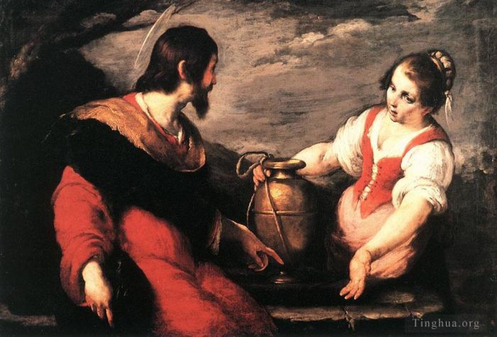 Bernardo Strozzi Oil Painting - Christ And The Samaritan Woman
