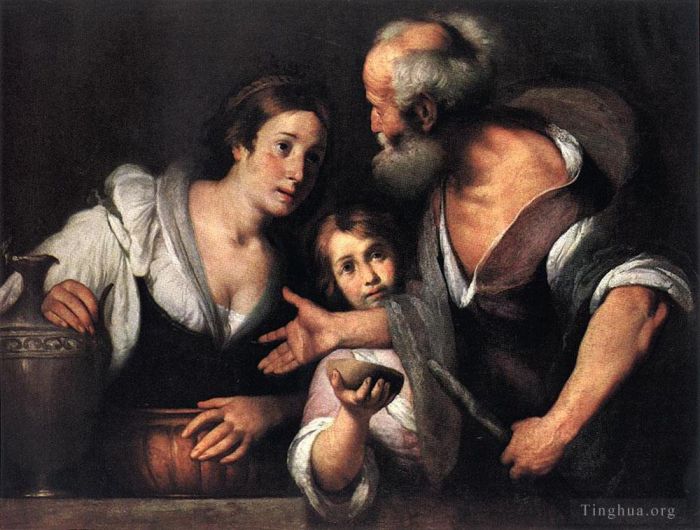 Bernardo Strozzi Oil Painting - Prophet Elijah And The Widow Of Sarepta