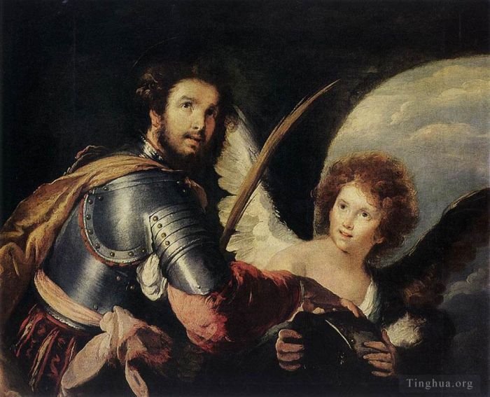 Bernardo Strozzi Oil Painting - St maurice And The Angel