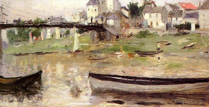 Berthe Morisot Oil Painting - Boats on the Seine