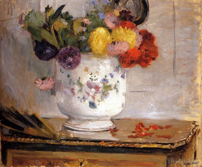 Berthe Morisot Oil Painting - Dahlias flower painters