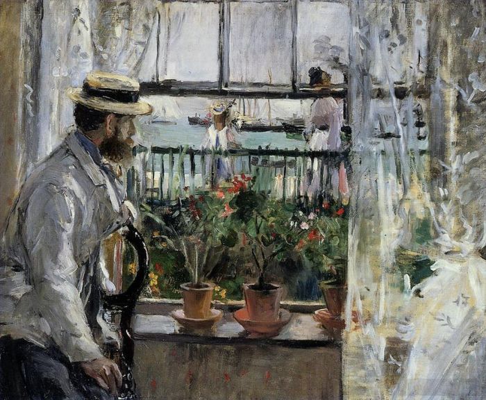 Berthe Morisot Oil Painting - Eugene Manet on the Isle of Wight