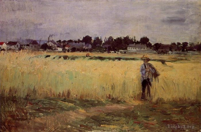Berthe Morisot Oil Painting - In the Wheat Fields at Gennevilliers