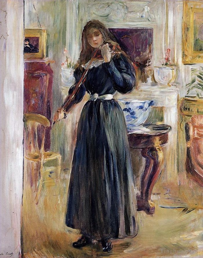 Berthe Morisot Oil Painting - Julie Playing a Violin