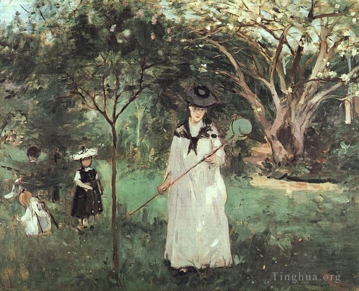 Berthe Morisot Oil Painting - The Butterfly Chase