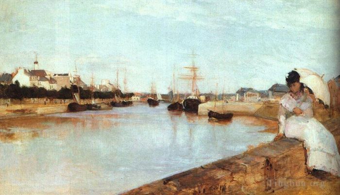 Berthe Morisot Oil Painting - The Harbor at Lorient