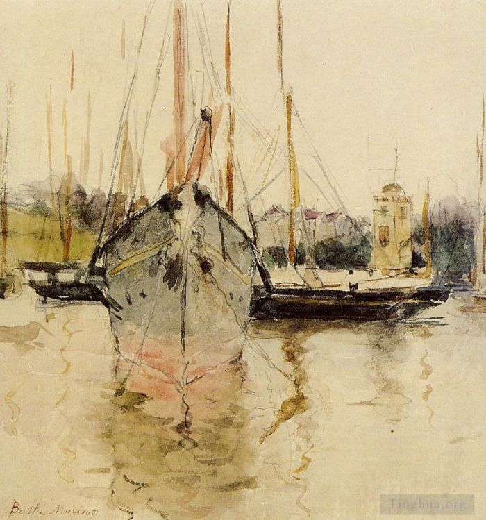 Berthe Morisot Various Paintings - Boats Entry to the Medina in the Isle of Wight