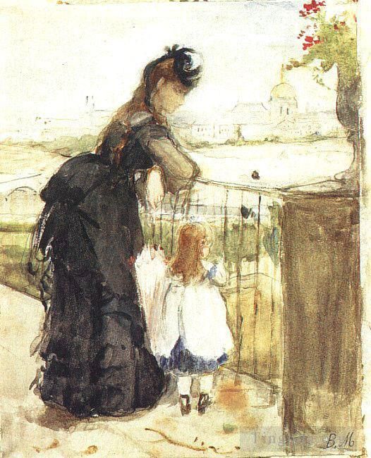 Berthe Morisot Various Paintings - On the Balcony