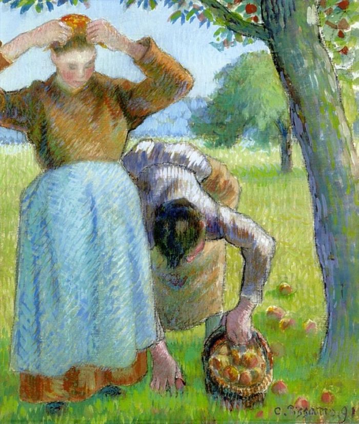 Camille Pissarro Oil Painting - Apple gatherers 1891
