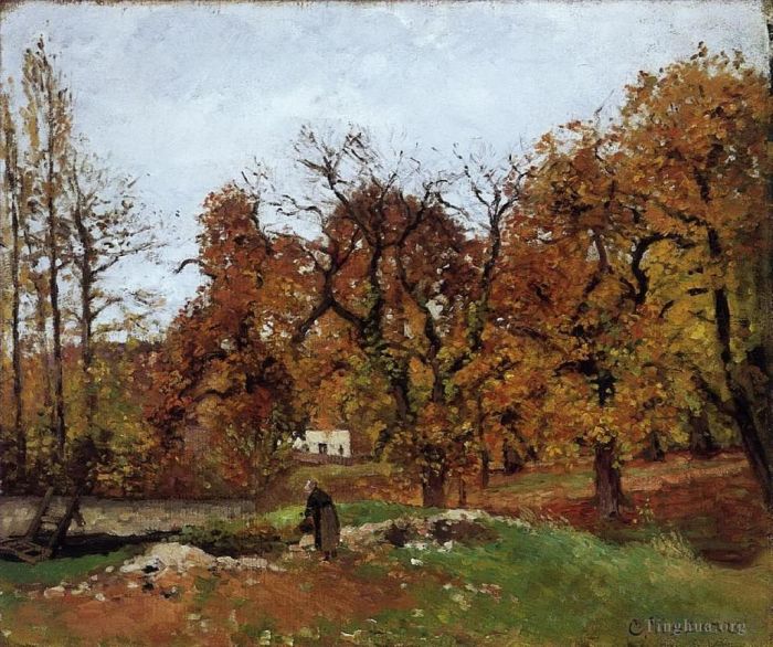 Camille Pissarro Oil Painting - Autumn landscape near pontoise