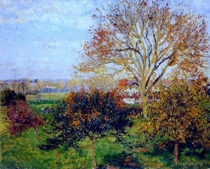 Camille Pissarro Oil Painting - Autumn morning at eragny 1897