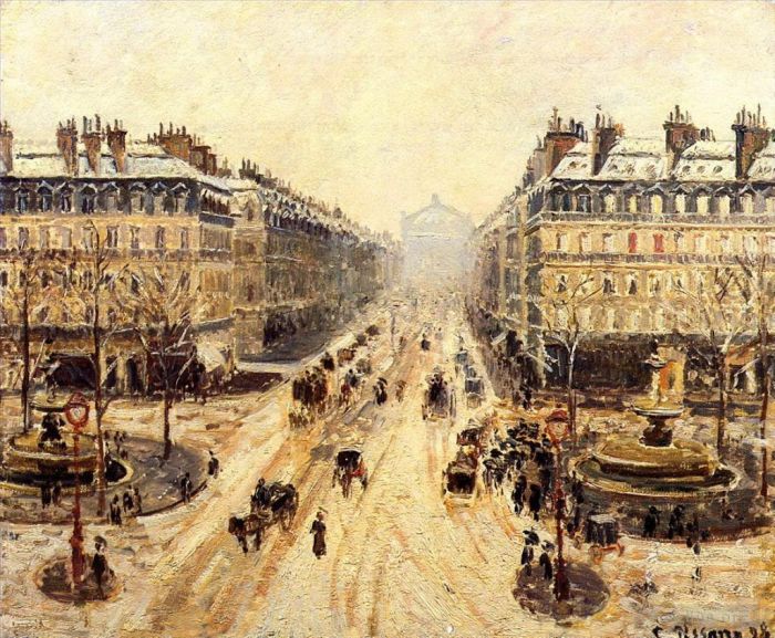 Camille Pissarro Oil Painting - Avenue de l opera effect of snow 1898