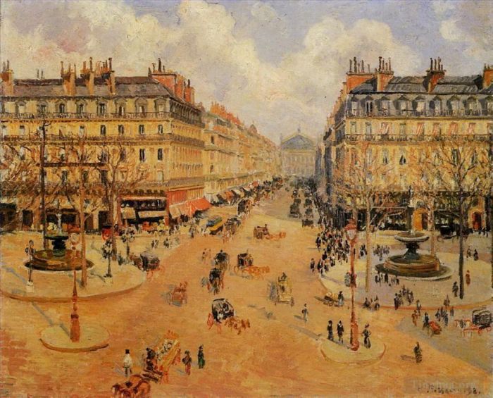 Camille Pissarro Oil Painting - Avenue de l opera morning sunshine 1898
