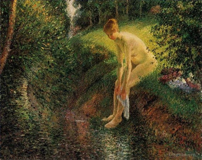 Camille Pissarro Oil Painting - Bather in the woods 1895
