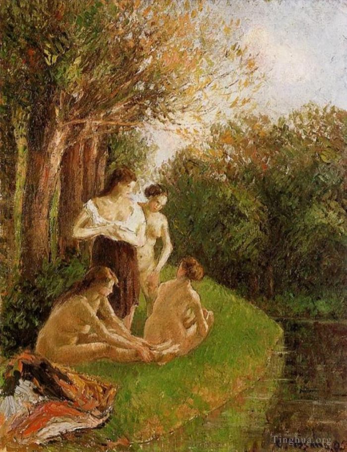 Camille Pissarro Oil Painting - Bathers 1895