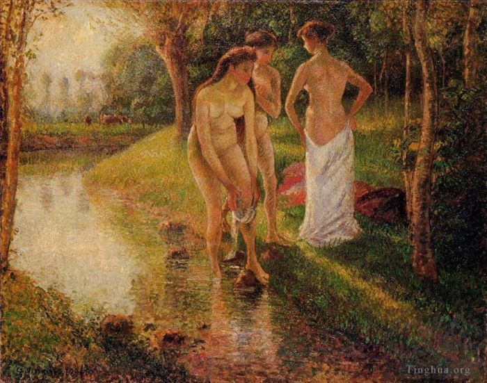 Camille Pissarro Oil Painting - Bathers 1896