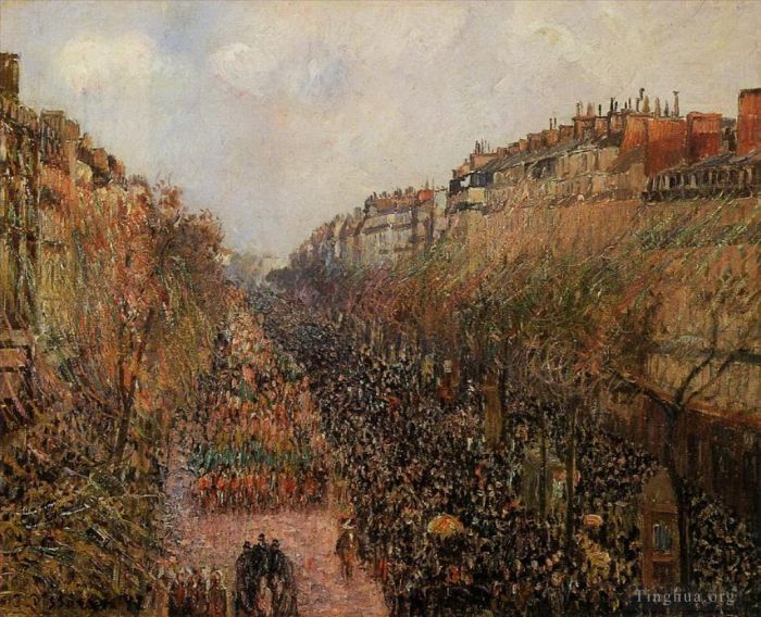 Camille Pissarro Oil Painting - Boulevard montmartre mardi gras 1897