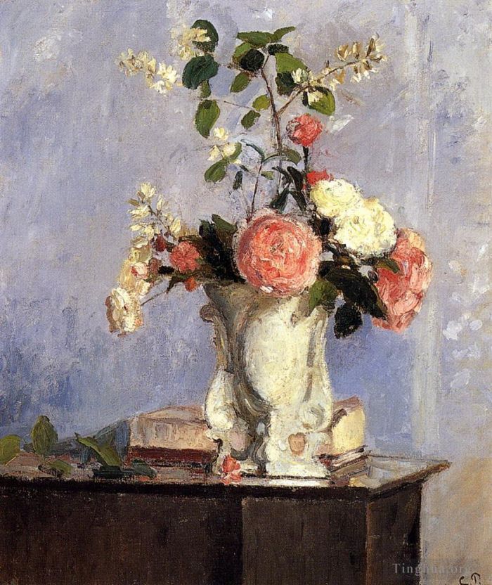 Camille Pissarro Oil Painting - Bouquet of flowers 1873