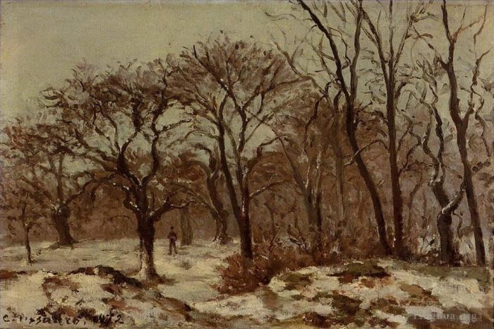 Camille Pissarro Oil Painting - Chestnut orchard in winter 1872
