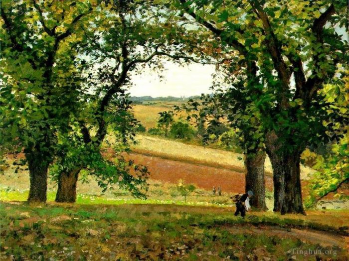 Camille Pissarro Oil Painting - Chestnut trees at osny 1873