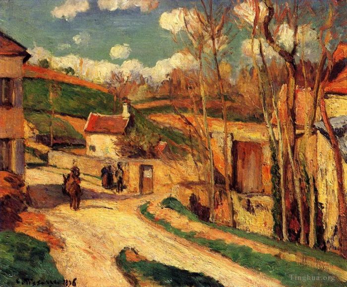 Camille Pissarro Oil Painting - Crossroads at l hermitage pontoise 1876