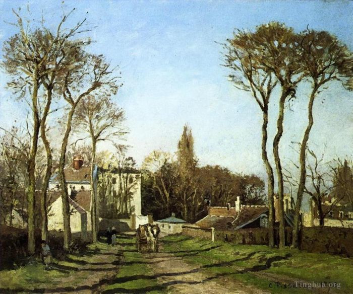Camille Pissarro Oil Painting - Entrance to the village of voisins yvelines 1872
