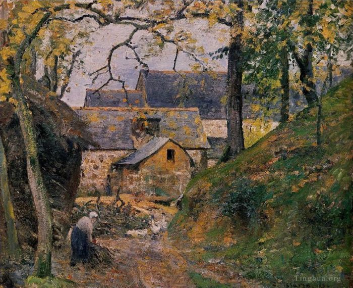 Camille Pissarro Oil Painting - Farm at montfoucault 1874
