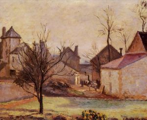 Artist Camille Pissarro's Work - Farmyard in pontoise 1874
