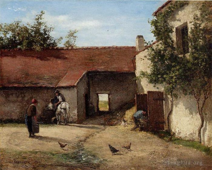 Camille Pissarro Oil Painting - Farmyard
