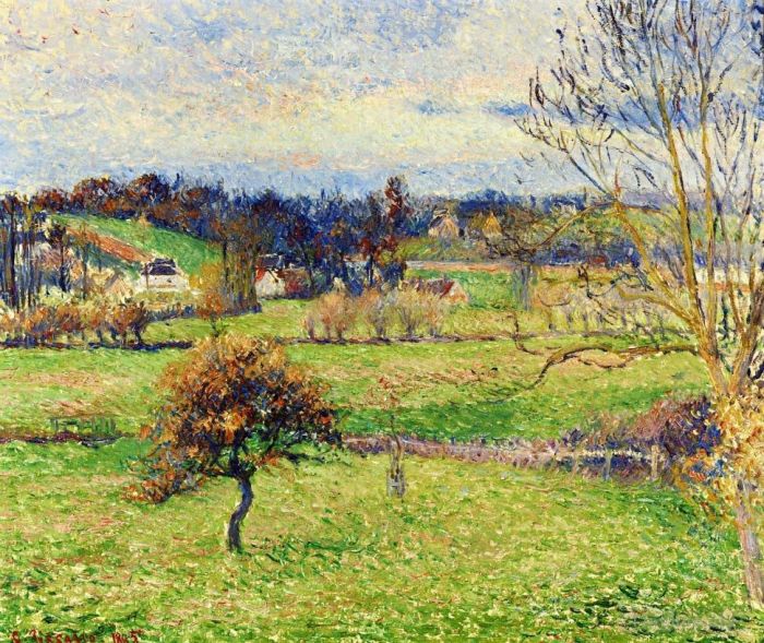 Camille Pissarro Oil Painting - Field at eragny 1885