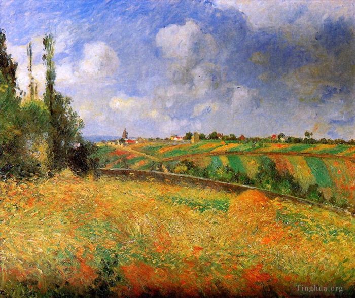 Camille Pissarro Oil Painting - Fields 1877