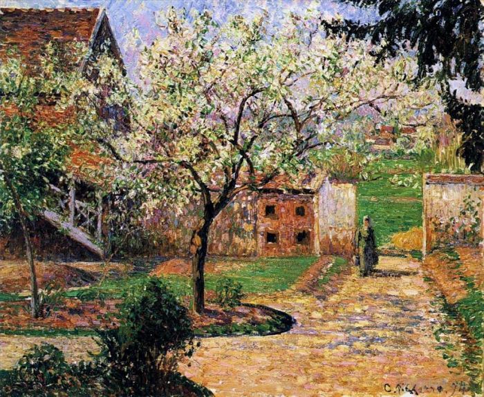 Camille Pissarro Oil Painting - Flowering plum tree eragny 1894