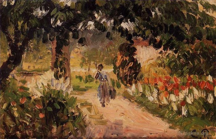 Camille Pissarro Oil Painting - Garden at eragny 1899