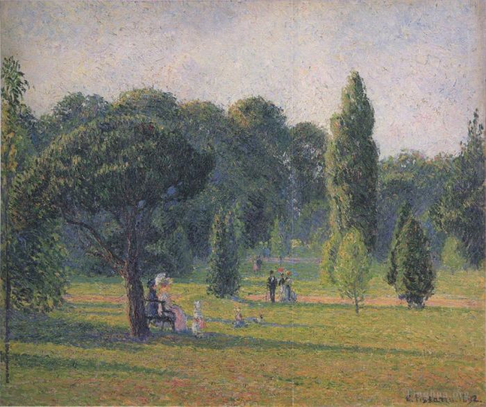 Camille Pissarro Oil Painting - Gardens at kew sunset 1892