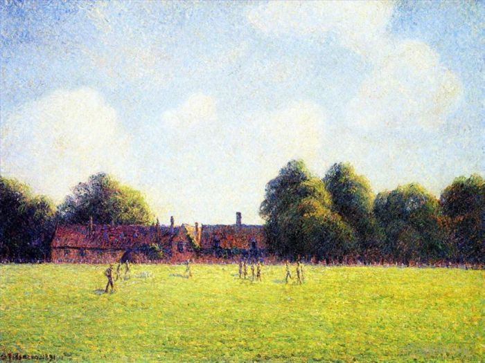 Camille Pissarro Oil Painting - Hampton court green london 1891