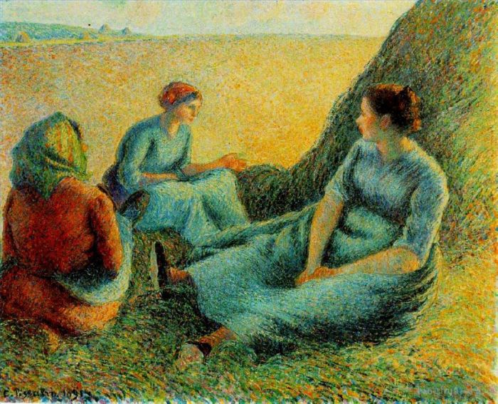 Camille Pissarro Oil Painting - Haymakers resting 1891