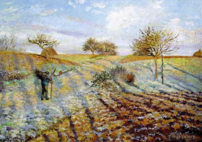 Camille Pissarro Oil Painting - Hoarfrost 1873