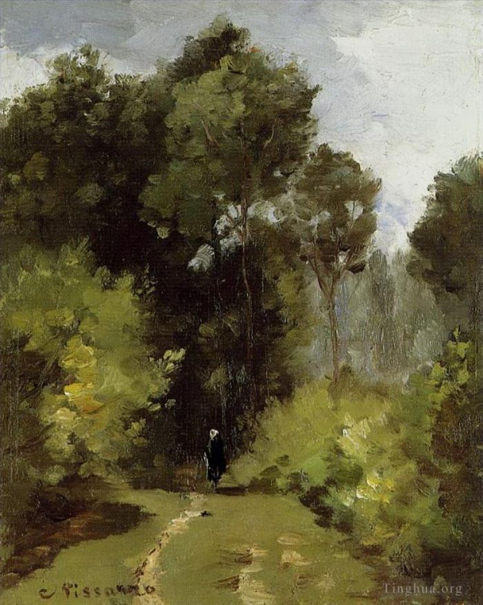 Camille Pissarro Oil Painting - In the woods 1864