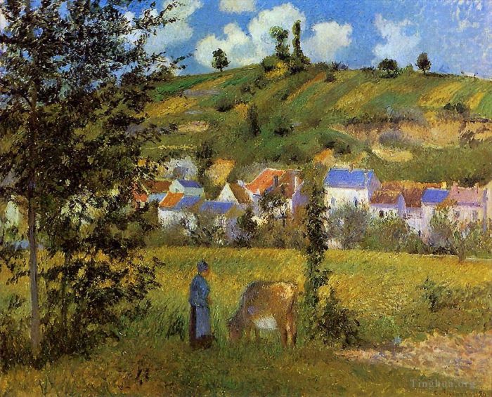 Camille Pissarro Oil Painting - Landscape at chaponval 1880