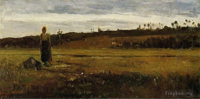 Camille Pissarro Oil Painting - Landscape at le varenne saint hilaire